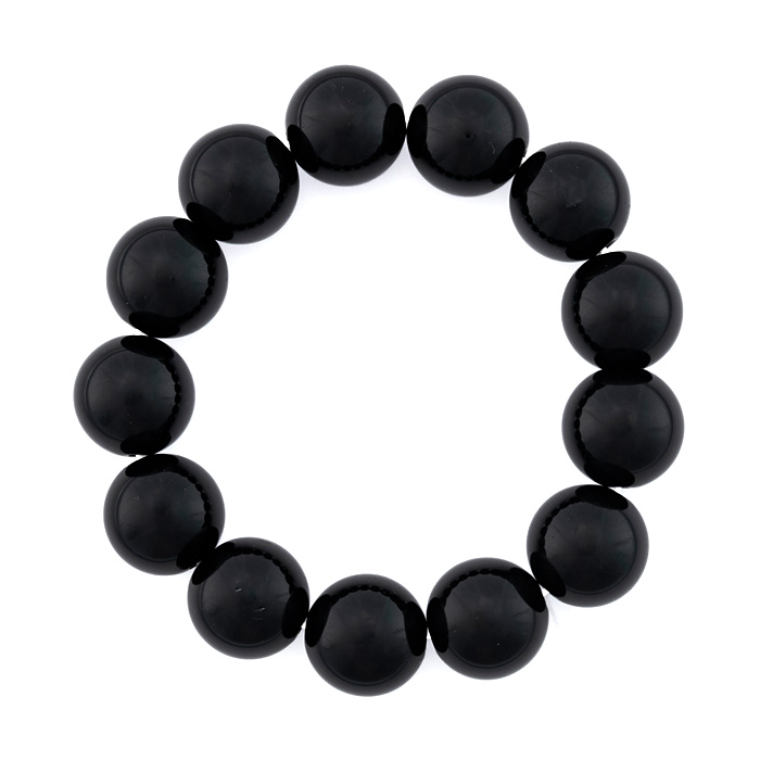 ブレスレット 黒水晶（モリオン） 16mm 13玉 （アソート） No.10 《鑑別書付》