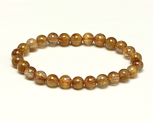 ブレスレット オレンジブラウンルチルクォーツ 7φ 26玉 No.32