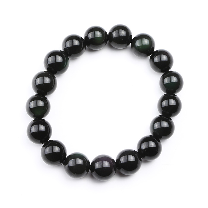 ブレスレット レインボーオブシディアン （メキシコ産） 12mm 17玉 （アソート） No.15