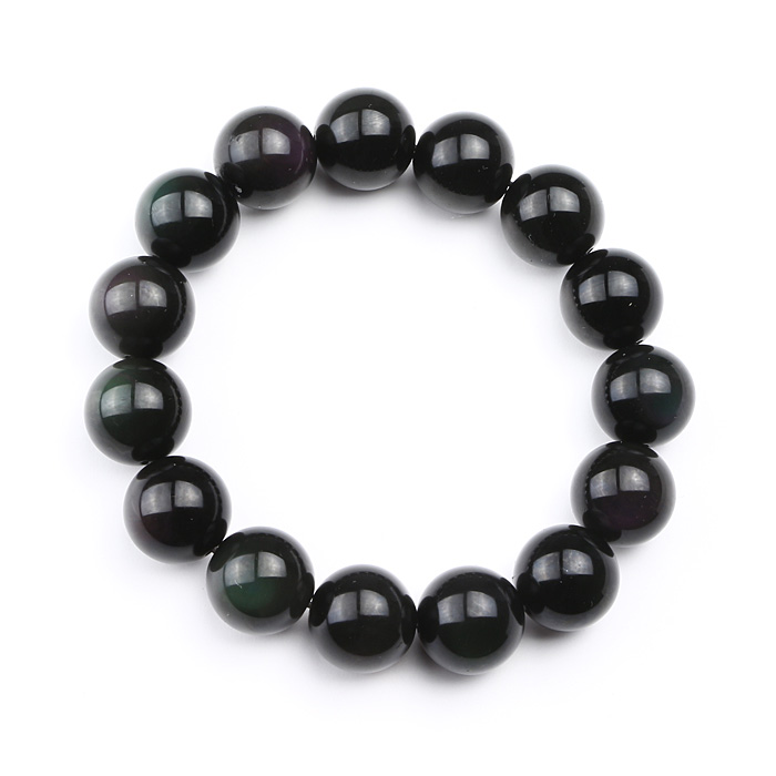 ブレスレット レインボーオブシディアン （メキシコ産） 14mm 15玉 （アソート） No.16