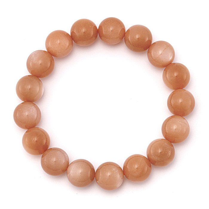 ブレスレット ピンクムーンストーン （タンザニア産） 12mm 17玉 No.4