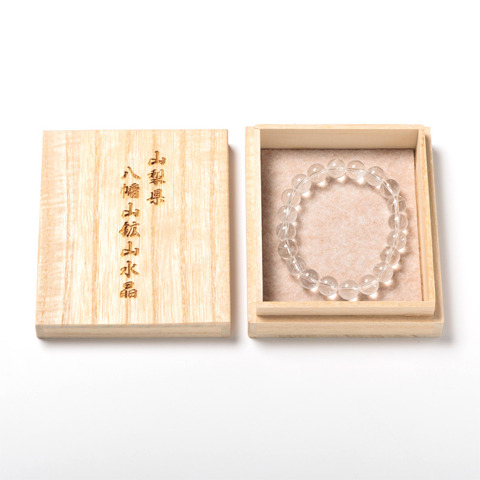 ブレスレット 白水晶 4A 10mm 20玉 （一級宝石研磨士 佐野敏幸氏作） （八幡山鉱山産）（純国産） 原石付 No.4 《ギャランティーカード付》