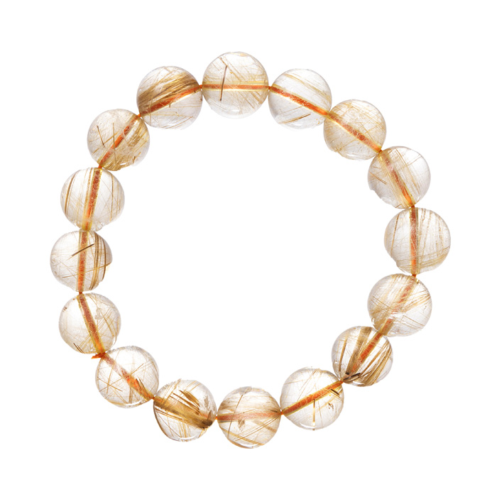ブレスレット ルチルクォーツ 13mm 16玉 No.120