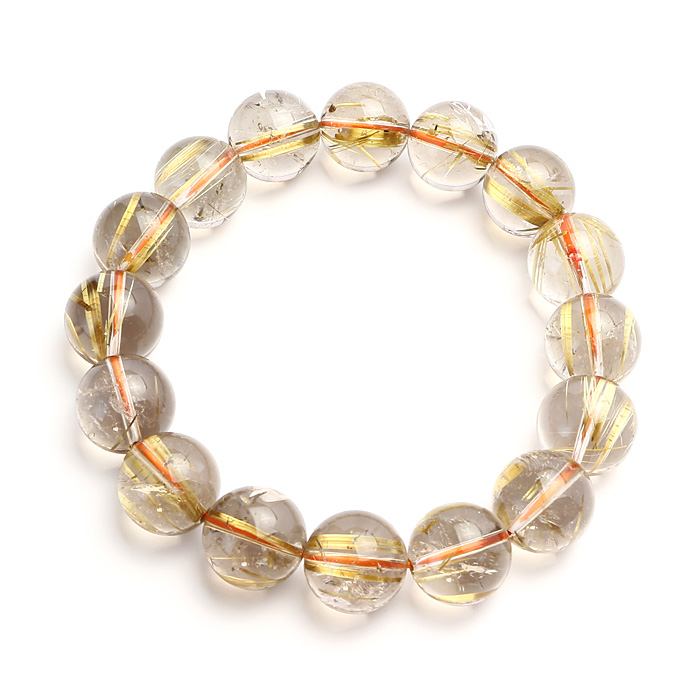 ブレスレット タイチンルチルクォーツ 13mm 16玉 No.96