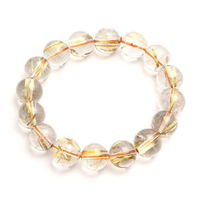 ブレスレット タイチンルチルクォーツ 13mm 16玉 No.97