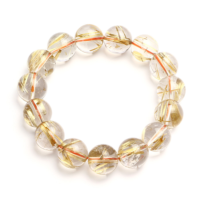 ブレスレット タイチンルチルクォーツ 14mm 15玉 No.98
