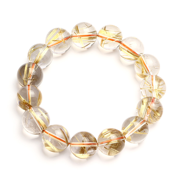 ブレスレット タイチンルチルクォーツ 14mm 15玉 No.99