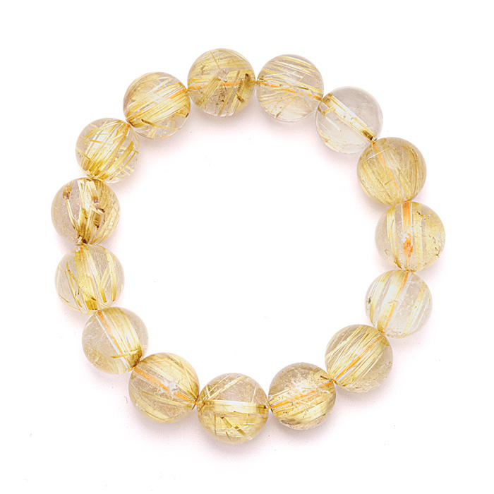 ブレスレット タイチンルチルクォーツ 15mm 15玉 No.95