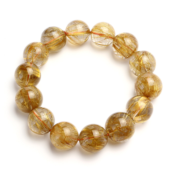 ブレスレット タイチンルチルクォーツ 16mm 14玉 No.100