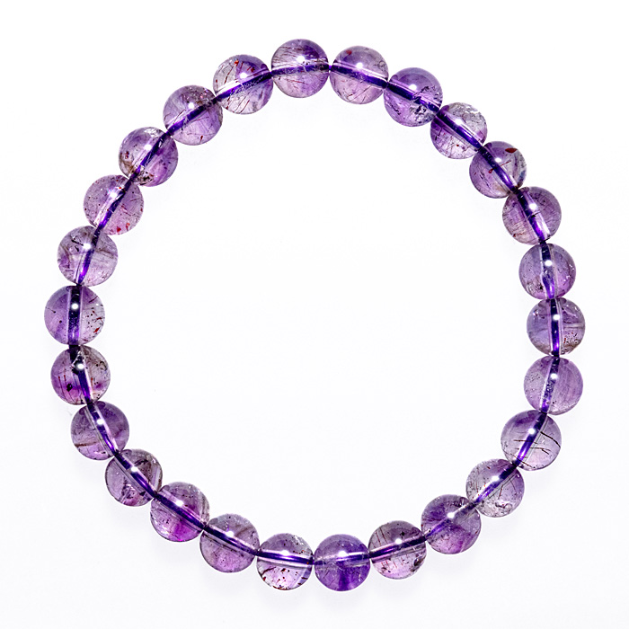 ブレスレット アメジストエレスチャル A （マダガスカル産） 7mm 26玉 （アソート） No.109