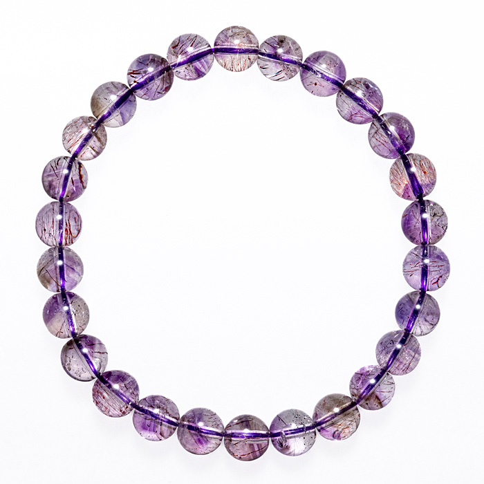 ブレスレット アメジストエレスチャル A （マダガスカル産） 7mm 26玉 No.110