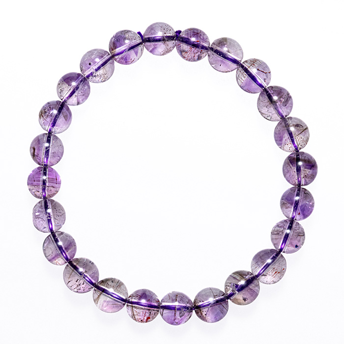 ブレスレット アメジストエレスチャル A （マダガスカル産） 7.5mm 24玉 No.111