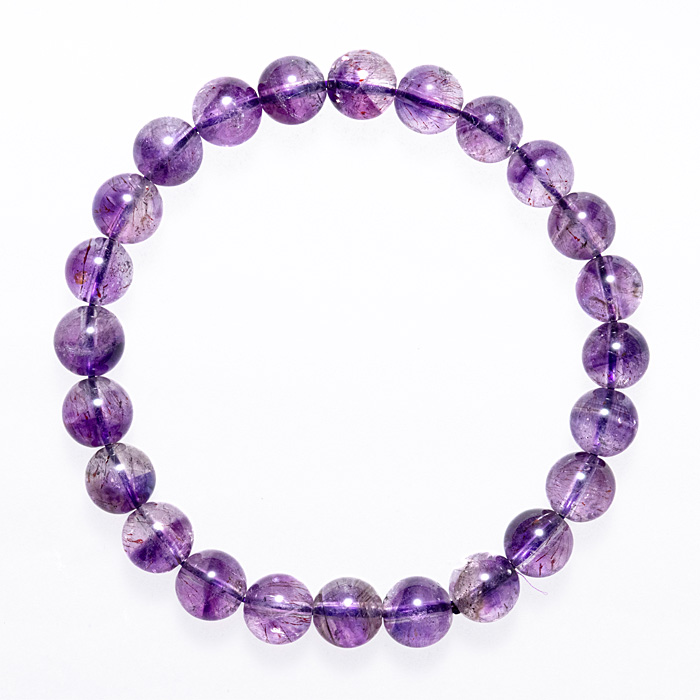 ブレスレット アメジストエレスチャル A （マダガスカル産） 7.5mm 24玉 No.112