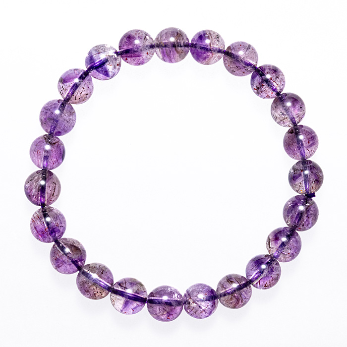 ブレスレット アメジストエレスチャル A （マダガスカル産） 8mm 23玉 No.113