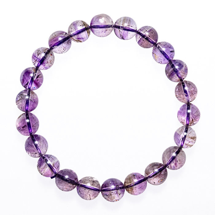 ブレスレット アメジストエレスチャル A （マダガスカル産） 8.5mm 22玉 （アソート） No.114