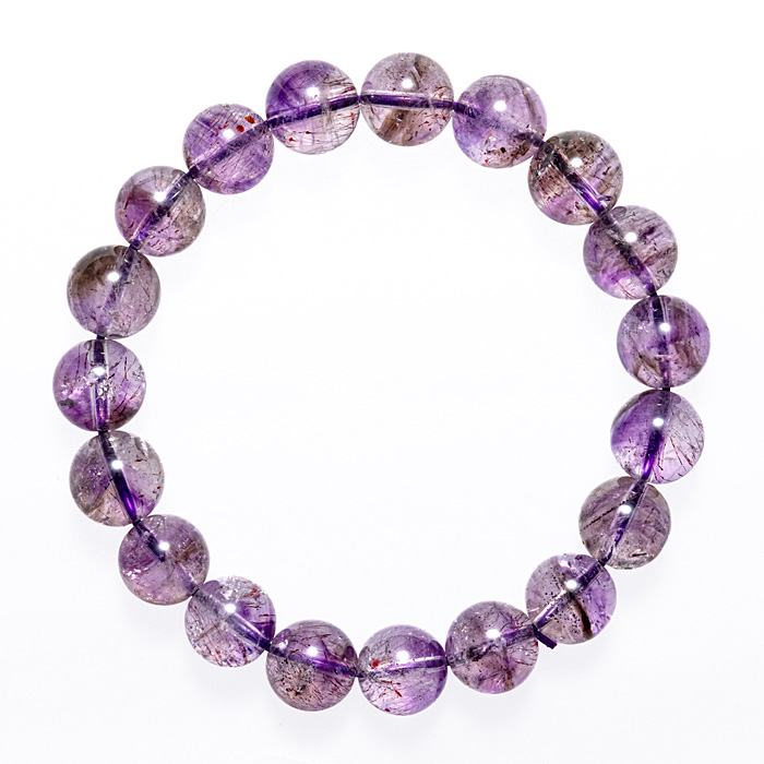 ブレスレット アメジストエレスチャル A （マダガスカル産） 10mm 19玉 No.115