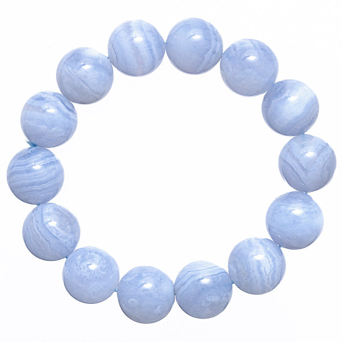 ブレスレット ブルーレースアゲート （南アフリカ産） 15.5mm 14玉 No.11