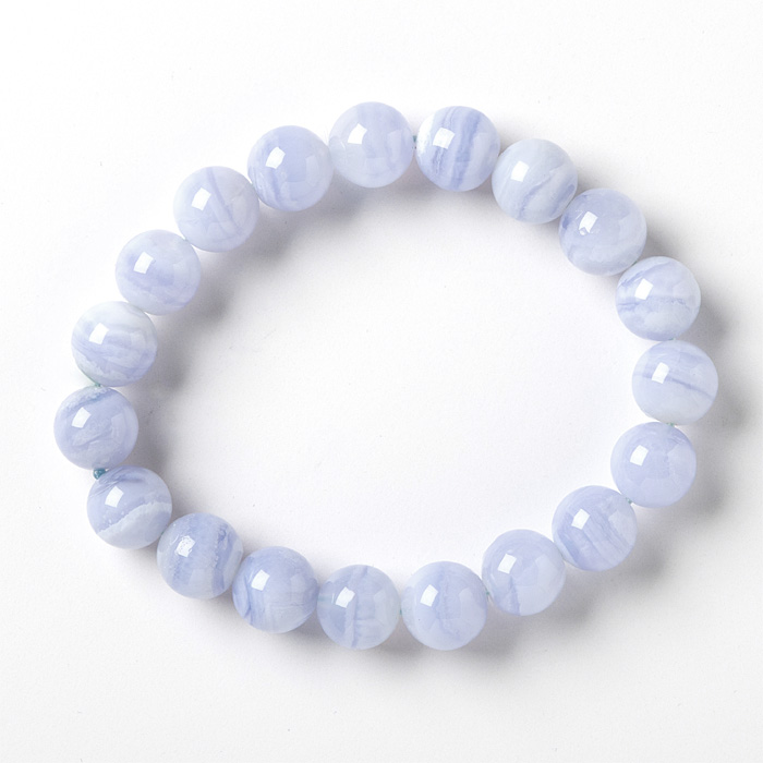 ブレスレット ブルーレースアゲート （南アフリカ産） 10mm 19玉 （アソート） No.13
