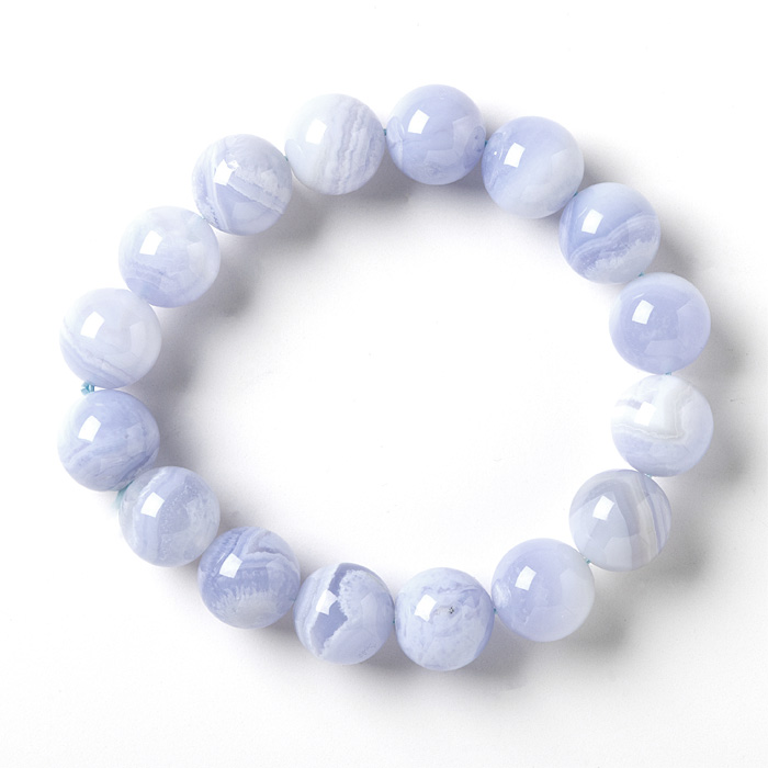 ブレスレット ブルーレースアゲート （南アフリカ産） 13.5mm 16玉 No.15