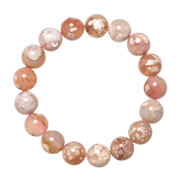 ブレスレット 桜瑪瑙（チェリーブロッサムアゲート） （マダガスカル産） 12mm 17玉 No.2