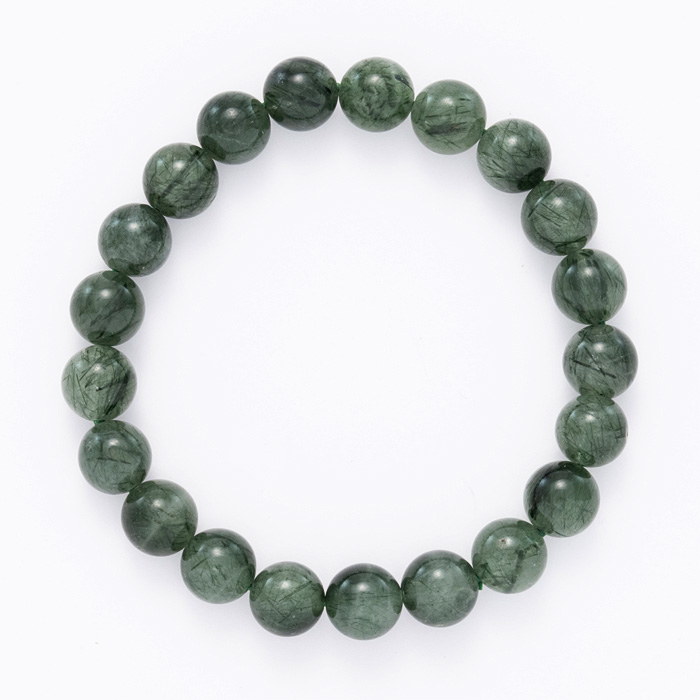 ブレスレット グリーンルチルクォーツ 9mm 21玉 No.1