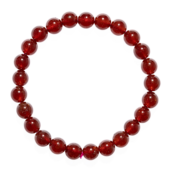 ブレスレット ヘソナイト （オレンジガーネット） （スリランカ産） 6.5mm 25玉 No.10