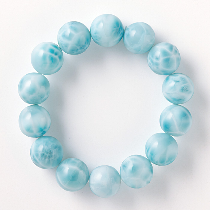 ブレスレット ラリマー （ドミニカ共和国産） 14.5mm 14玉 No.30