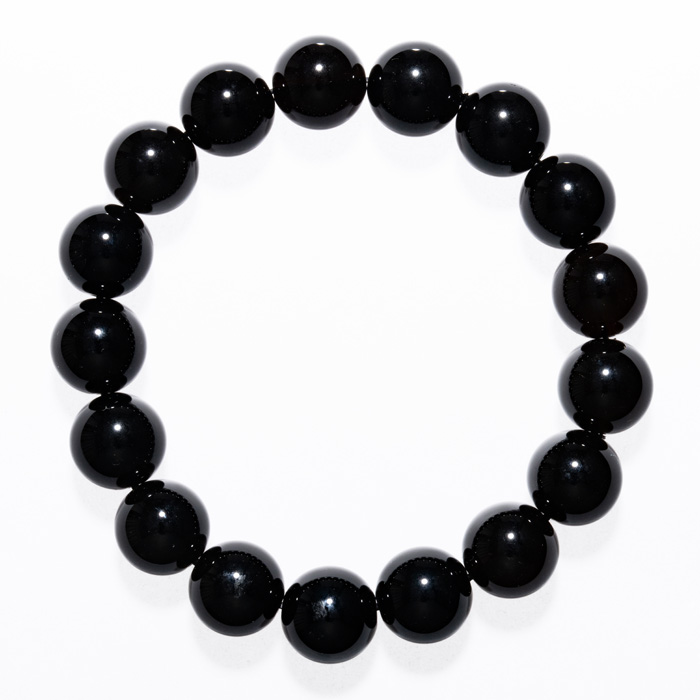 ブレスレット 黒水晶（モリオン） （中国 山東省産） 13mm 17玉 No.15