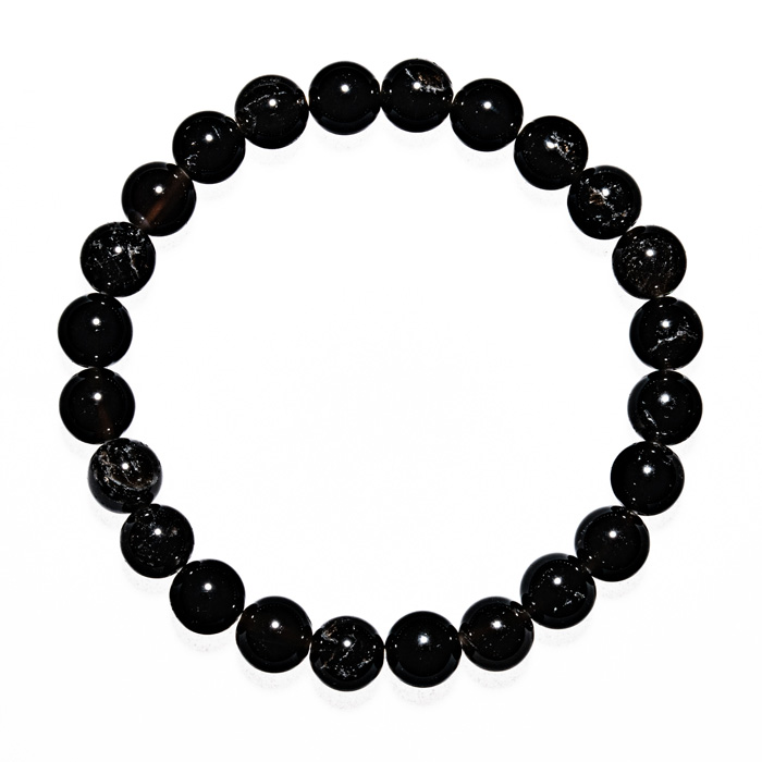 ブレスレット 黒水晶（モリオン） 8mm 24玉 （アソート） No.16 《鑑別書付》