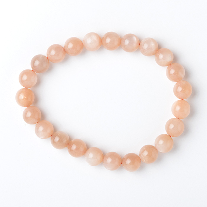 ブレスレット ピンクムーンストーン （タンザニア産） 8mm 23玉 No.7