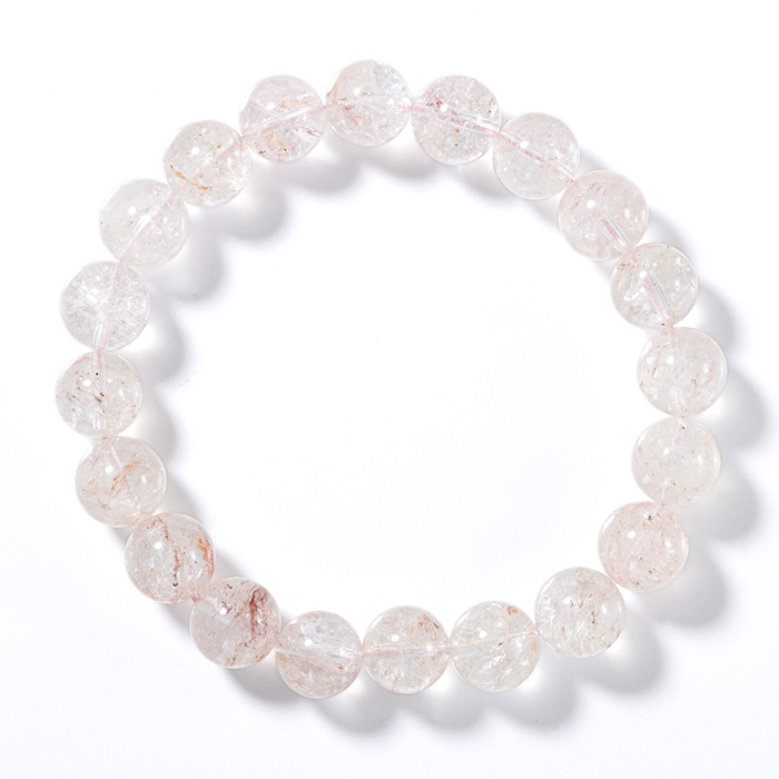 ブレスレット ヒマラヤ水晶 ピンクアイリスクォーツ 10.5mm 20玉 No.20