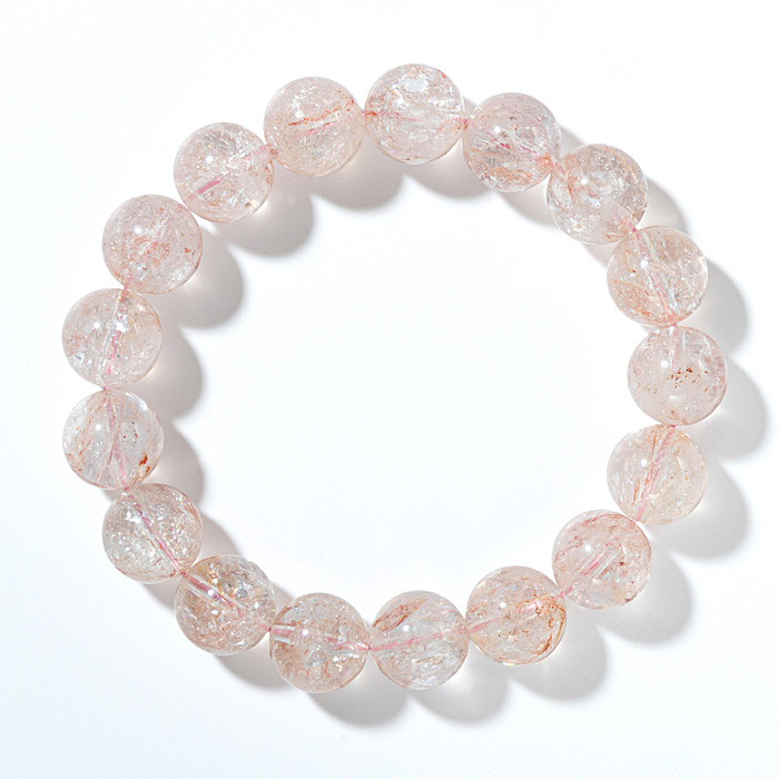 ブレスレット ヒマラヤ水晶 ピンククォーツ 12mm 17玉 No.26