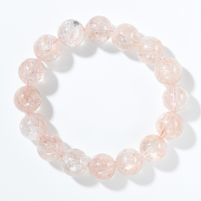 ブレスレット ヒマラヤ水晶 ピンククォーツ 13mm 16玉 No.29