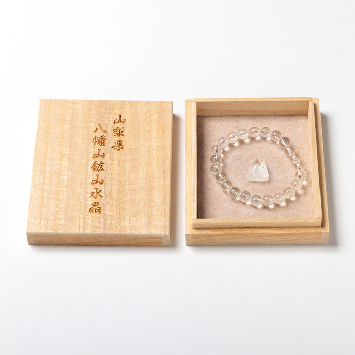 ブレスレット 白水晶 SA 8mm 23玉 （一級宝石研磨士 佐野敏幸氏作） （八幡山鉱山産）（純国産） 原石付 No.8 《ギャランティーカード付》