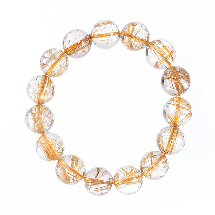 ブレスレット ルチルクォーツ SA （ブラジル産） 15mm 15玉 No.123