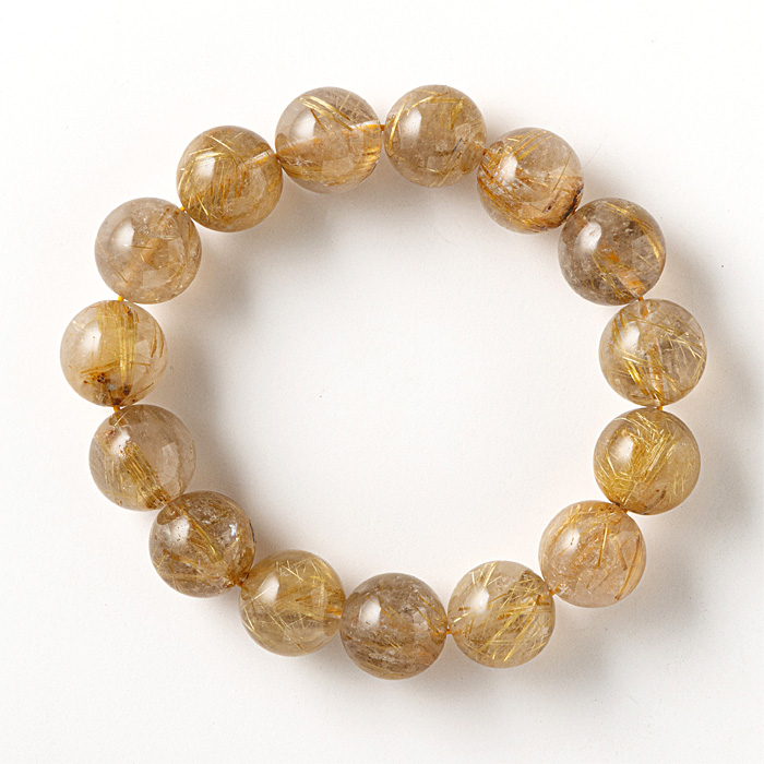ブレスレット ルチルクォーツ 14mm 15玉 No.149