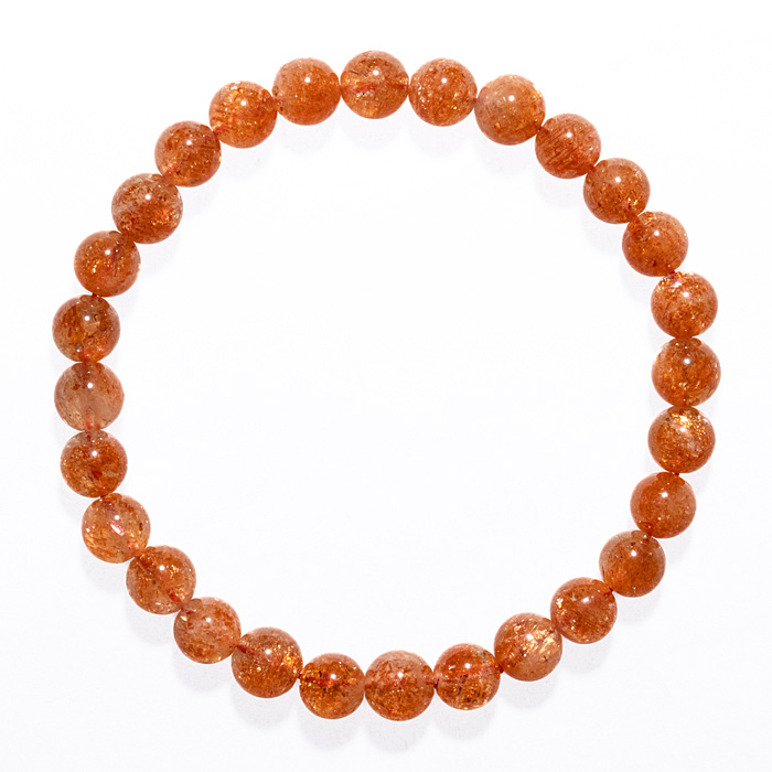 ブレスレット サンストーン （タンザニア産） 6.5mm （アソート） 28玉 No.46