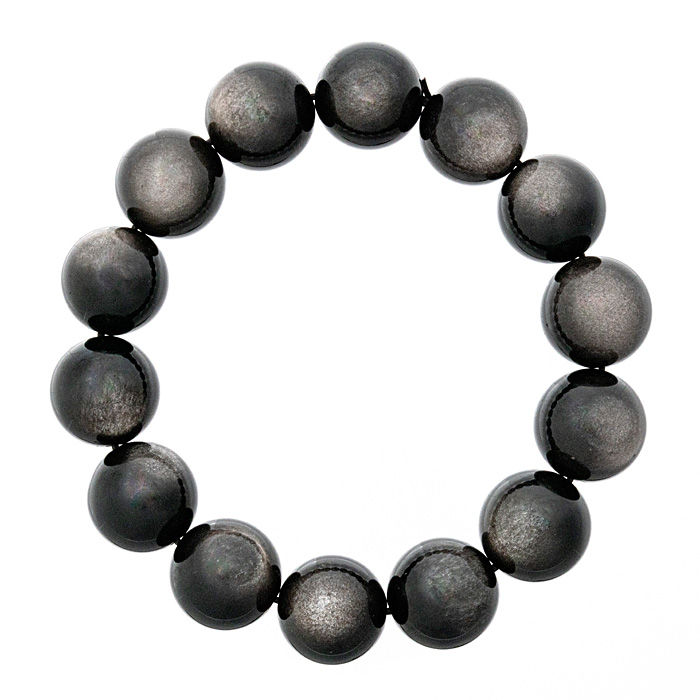 ブレスレット シルバーオブシディアン （メキシコ産） 16mm 14玉 No.4