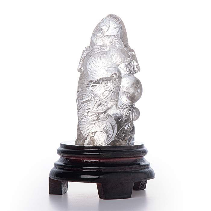 水晶彫刻 龍 （水晶／ブラジル産） No.123