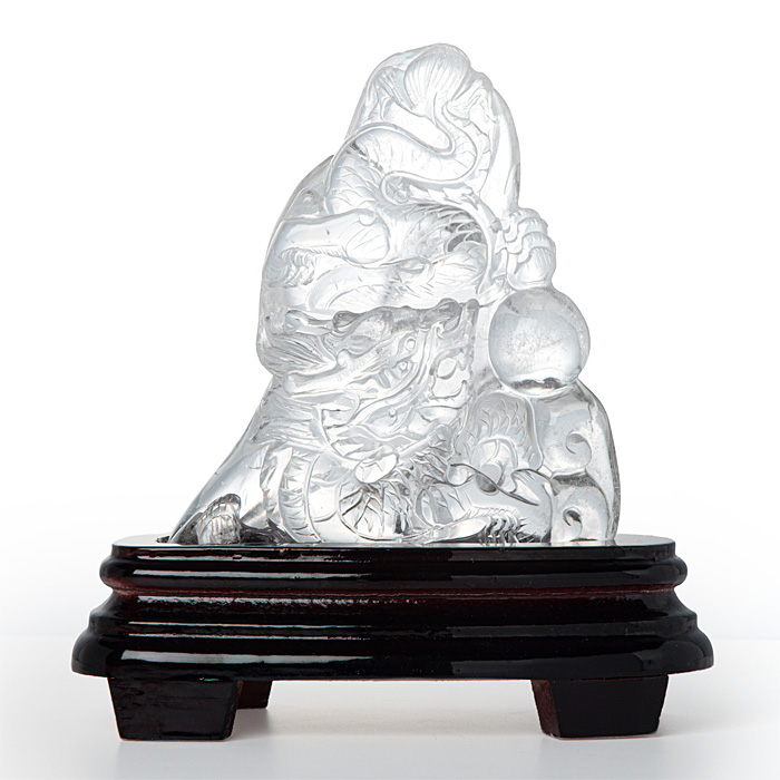 水晶彫刻 龍 （水晶／ブラジル産） No.124