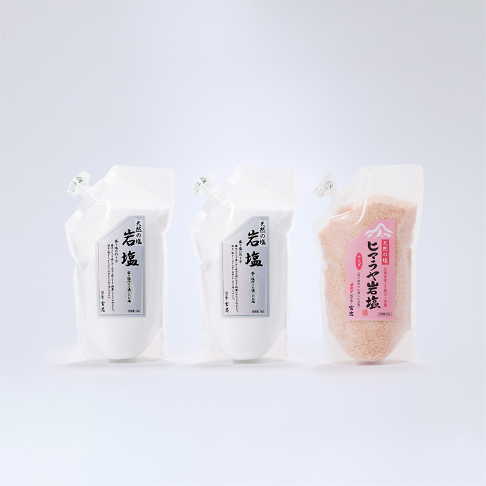 【送料無料】風水 盛り塩 岩塩パック1kg×2+ヒマラヤ岩塩パック（ローズ）900gパックセット