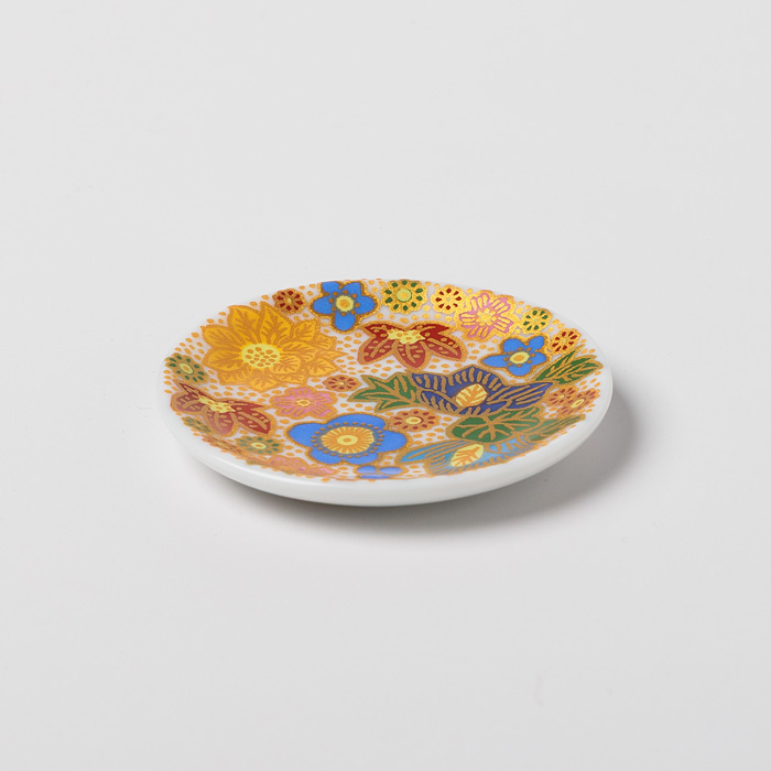 九谷焼 小豆皿 花詰 青 『盛り塩用』