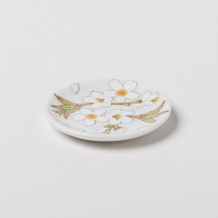 九谷焼 小豆皿 色彩花 白 『盛り塩用』