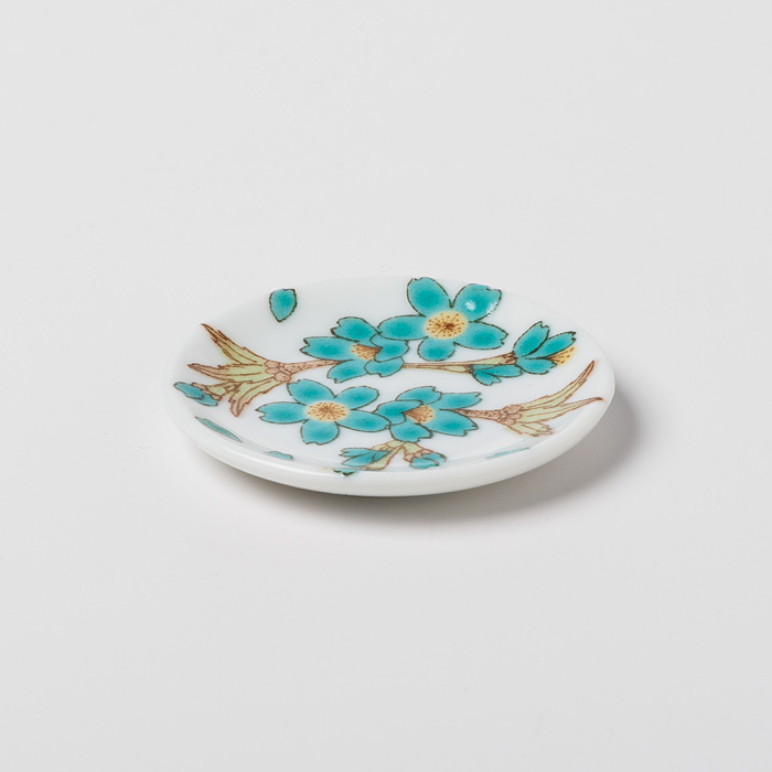 九谷焼 小豆皿 色彩花 緑 『盛り塩用』