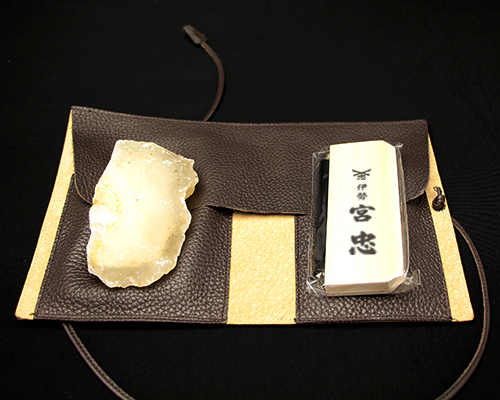 火打石セット 白瑪瑙 「佑」 （革製覆付独立型）