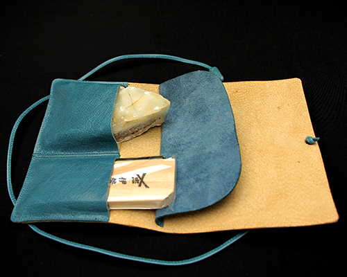 火打石セット 白瑪瑙 「結」 （革製覆付連結型）