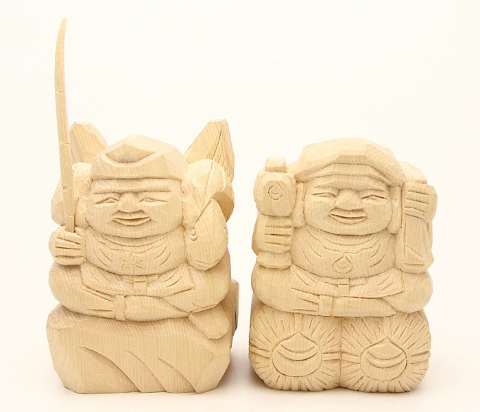 えびす様・大黒様 二福神像（上彫3寸5分）