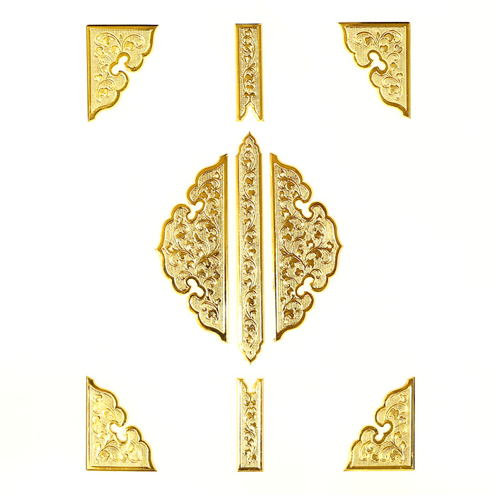 扉金具 特上本金鍍金 八双9枚打 3寸5