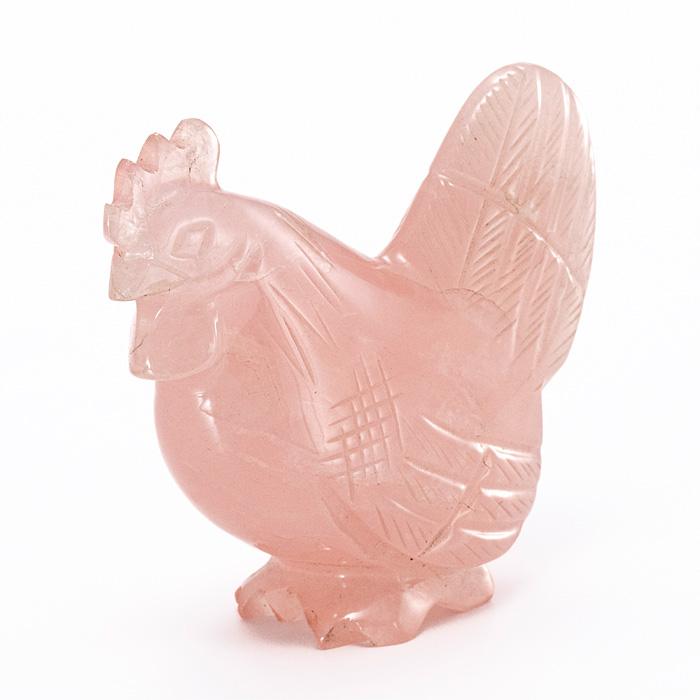 甲府彫刻 トリ （ローズクォーツ） No.29