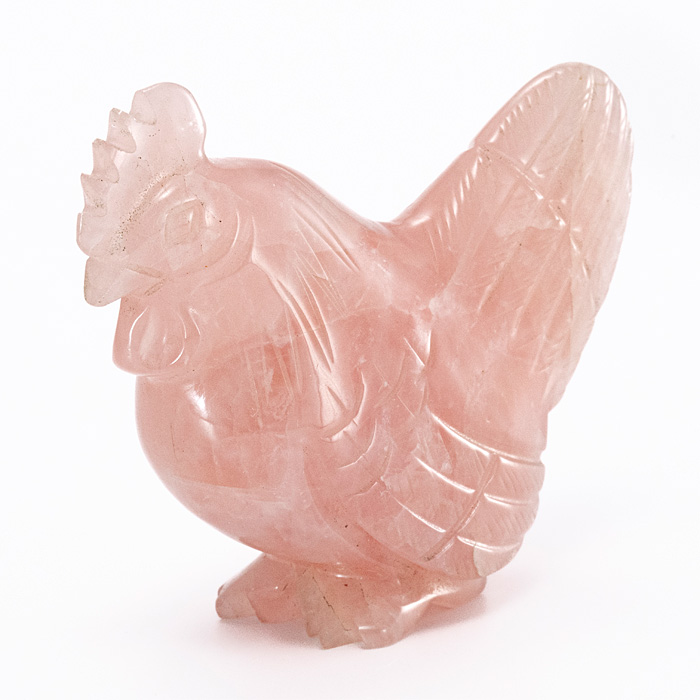 甲府彫刻 トリ （ローズクォーツ） No.30